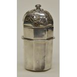 An early 20th Century Sterling silver sugar shaker, probably American, 13cm high, 215 grams / 6.