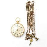An 18ct gold pocket watch - Jonathan Hughes - Liverpool, Chester 1863 (with key),