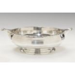 A George VI silver circular two handled Quaich style bowl,
