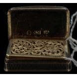 A William IV Nathaniel Mills silver vinaigrette, Birmingham 1833, engine turned front and back,