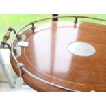 An Edwardian silver mounted inlaid mahogany tray,