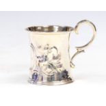 A Victorian silver christening cup, the chased with scrolling foliage,