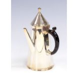 A George V silver plain coffee pot and cover,