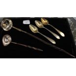 Five items of silver including: A George III silver brandy ladle,