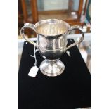 A George III silver two-handled loving cup, C-scroll handles,