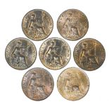 A collection of Victorian halfpennies, dated 1895, 1896, 1897, 1898, 1899, 1900,