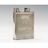 CAR/MOTORING INTEREST: A George V silver novelty hip flask in the form of a lubricant canister,
