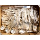 A large collection of silver and A1 silver plate including Kings Pattern flatware and cutlery with