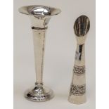 An Edwardian silver hammered trumpet shaped posy vase, Walker & Hall, Chester,