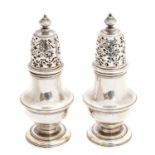 A pair of George II silver sugar castors,