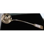 A William IV plain silver fiddle pattern soup ladle, William Eaton, London, 1830,