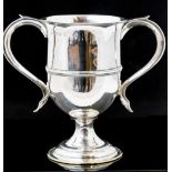 A George III silver twin handled cup, London 1789, makers mark for Hester Bateman,