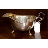 An Elizabeth II sterling silver sauce boat in the George II style,