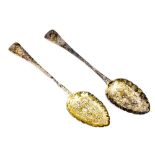 A pair of George III silver fruit spoons,