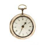 Charles Dale of Atherstone, a George III silver pair cased pocket watch, 4cm enamel Roman dial,