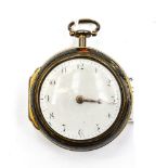A George III pair cased pocket watch with outer tortoiseshell case, circa 1800,