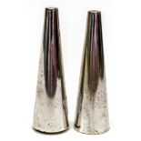 A pair of Modernist silver plate large conical shaped salt and pepper pots,