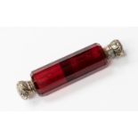 A 19th Century ruby glass double ended scent bottle,