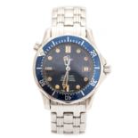 Omega, gent's steel Omega Seamaster Professional wristwatch, blue enamel rotating bezel,