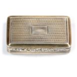 A William IV engine turned silver snuff box, Nathaniel Mills, Birmingham 1834, gilt interior,