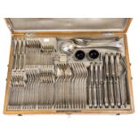 An early 20th Century Austrian silver six piece canteen of cutlery,