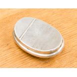An Edwardian silver palm snuff box concave kidney type form with hinged lid, inscribed on the lid,