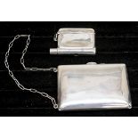 An early 20th Century possibly American plain silver vanity coin case,