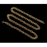 A 9ct yellow gold fancy link chain, round belcher links with barley-twist design,