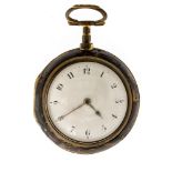 Thomas Glassup of Liverpool, Georgian silver gilt pair case pocket watch, tortoiseshell outer case,