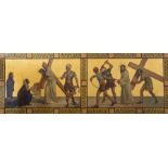 Belgian School, late 19th Century, The Stations of the Cross, fourteen forming a frieze, one