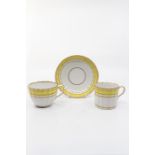 A very rare Coalport 'Mansfield decorated' trio decorated by William Billingsley with a yellow
