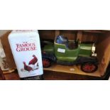James B Bean Distilling Co. Whisky bottle in shape of Ford Model T, plus Famous Grouse tin