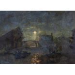 P..C..(Dutch, 19th Century), The Castel Saint-Angelo, Rome by moonlight, signed with initials l.