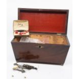 A 19th Century mahogany style tea caddy, missing internal dividers