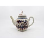 A Liverpool Pennington teapot and cover painted in underglaze blue with the Cannonball pattern and