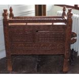 A 19th Century Indian hardwood dowry chest, the fr