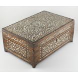 An early 20th cent Anglo Indian hard wood ivory inlaid box