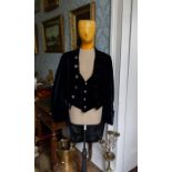 A black velvet jacket and matching waistcoat, with facet cut steel buttons, circa 1870-1900,