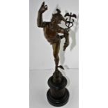 A late 19th Century  bronze study of Mercury-Hermes, modelled with winged Pegasus and ankles and