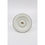 A late 18th century Derby plate having a brown rim with a Derby Boar in the centre. Size 19.5cm.