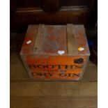 A wooden crate, Booths Finest Dry Gin and 8 Minton ceramic wine/spirit labels