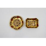 Two twentieth century Royal Crown Derby trinket dishes. 1128 Imari solid gold band pattern. Both