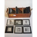 A selection of 2 quarter square glass slides mixed subjects including optometry test subjects and