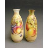 Two Royal Worcester vases painted with fruit, one painted by Leaman, the other by Henry, 20th