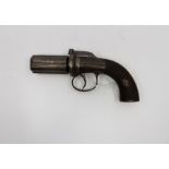 Percussion cap Pepperpot pistol. Unsigned. Six 7cm long barrels. British Proof marks. Working