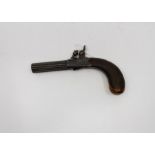 Percussion cap pocket pistol. 7cm long fluted barrel. Approx 10mm bore. Unsigned. English Proof