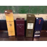 The Glenlivet 12 year old single malt whisky, in brown box, Glenmorangie Highland single malt Scotch