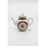 A Liverpool Seth Penningtons tea pot and cover, decorated with'The Shell & Flower' pattern, circa
