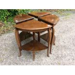 A set of four quarter division corner occasional tables, 42cm high (4)