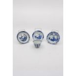 A Chinese blue and white porcelain tea bowl and associated saucer, Kangxi (1662-1722), each